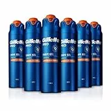 Gillette Pro Gel de Afeitar Hombre para Pieles Sensibles, Pack 6 x 200 ml, Hidrata y Calma la Piel