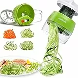 Cortador de Verdura, 4 en 1 Rallador de Verduras Calabacin Pasta Espiralizador Vegetal Veggetti Slicer Pepino, Espaguetis de Calabacin, Cortador Espiral Manual, Útiles de cocina prácticos