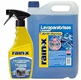 Rain-X Pack Limpiaparabrisas y Tratamiento Antilluvia – Mejora la Visibilidad, Protege de la Lluvia y Evita Rayas – 5 L de Líquido Lavaparabrisas y 500 ml de Limpiacristales