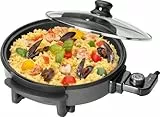 Clatronic PP 3401 - Sartén eléctrica con tapa de cristal, diámetro 32 cm, 1500 W, color negro