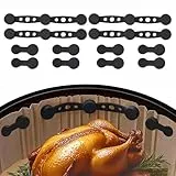 4 Sets Cierres Magnéticos de Silicona para Freidora de Aire 12 Clips Resistentes al Calor para Papel de Horno Ideal para Cocinar y Hornear (Negro)