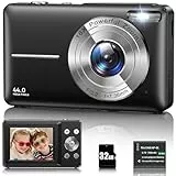 Cámara Digital 1080P Cámara de Fotos 44MP Camara Fotos Digital Cámara Digital Compacta con Zoom Digital 16X, Pantalla LCD de 2,4', Tarjeta de Memoria de 32G, 1 Batería para niños, Adolescentes