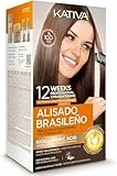 Kativa Kit Alisado Brasileño - Tratamiento Alisado Profesional en casa - Hasta 12 Semanas de duración - Alisado Keratina - Keratina Vegetal - Sin formol - Fácil de aplicar.