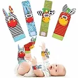 HAGOT Sonajero Calcetines y Muñequeras para Bebé, Sonajeros de Muñeca Bebe con Buscador de Muñeca y Pie, Sonajero Pies y Manos Bebe Fomentan el Aprendizaje y la Diversión para Bebes 0-12 Meses, B