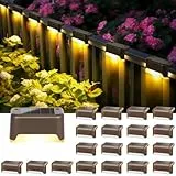 Solpex Paquete de 20 luces solares impermeables para escaleras al aire libre, escalón, valla, patio, y camino (marrón, blanco cálido)