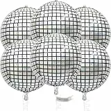PartyWoo Globos plateados, 6 unidades de globos de discoteca plateados, 55,8 cm, gigantes globos 4D redondos, globos grandes, globos de aluminio para decoración de cumpleaños, decoración de bodas,