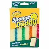 Scrub Daddy Sponge Daddy - Lavable Anti Scratch con Doble Cara Flextexture - Estropajo Cocina, Baño, Horno Esponja Antibacteriana, Reutilizable y Anti-Rayones - Paquete de 4