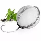 COM-FOUR® Colador de té de acero inoxidable 304 - Infusor de té grande para té suelto, hierbas y especias - Filtro de té de malla fina con cadena (1 pieza - 9 cm Ø)