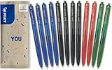 PILOT Caja de 12 Supergrip G RT - Bolígrafos PILOT con tinta recargable y empuñadura cómoda - Bolígrafo retráctil y recargable - 4 Azules, 4 Negros, 2 Rojos, 2 Verdes - Punta Media