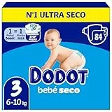 Dodot Pañales Bebé-Seco, Talla 3 (6-10 kg), 84 Pañales, Una Noche Hasta Un 100% Libre De Fugas