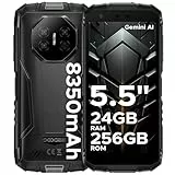 DOOGEE Fire 3 Ultra Movil Irrompible Android 15, 5.5' HD+ 8350mAh Batería Móvil Rugerizado, 24GB+256GB/2TB Octa-Core T7200, 16MP+8MP, IP68/Face ID/Huella Dactilar/OTG/NFC/Dual SIM 4G Móvil Resistente