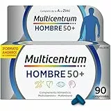 Multicentrum Hombre 50+ Complemento Alimenticio Multivitamínico y Multimineral Para Hombres 50+, Con Magnesio y Vitamina C, Sin Gluten, 90 Comprimidos