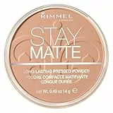 Rimmel London Polvo compacto Stay Matte – Polvo matizante de larga duración para pieles grasas y mixtas – 010 Warm Honey – 14 g