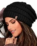 FURTALK Gorro de Mujer Gorro de Invierno cálido con Forro Suave Gorro de Punto con Forro