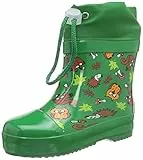 Playshoes Botas de Goma Forradas Con Medio Eje Unisex niños, Animales Verdes Del Bosque, 21 EU