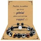 VGWON Pulsera para Hombre, Triple protección 8 mm Hematita Azul Negra Cuenta de Piedra Natural Pulsera de Ojo de Tigre Pulsera curativa Regalo para Hombre