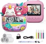 TIATUA Camara Fotos Infantil instantanea, 2,4' HD 1080P Cámara Instantánea para Niños con Tarjeta de 32G Bolígrafos de Colores y Papel de Impresión, Regalo para Niños de 3 a 12 años