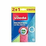 Vileda – Set de 3 bayetas Microfibras UltraFresh con Tratamiento antibacterias, tamaño 30 x 30 cm, 3 Unidades