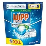 Wipp Express Power Caps Detergente en Cápsulas para Lavadora, 55 Dosis, Limpieza Profunda, Eficaz en Agua Fría