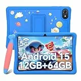 TABWEE Tablet Niños 10 Pulgadas, Android 15 Tablet, 12GB RAM +64GB ROM (2TB Expandible), WiFi 5G, Bluetooth 5.0, 5000mAh, Control Parental, Tableta Educativa para Niños con Funda Eve