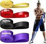 Vexloria Juego De Bandas De Resistencia - 4 Niveles para Hombres Y Mujeres | Bandas De Dominadas para Fitness, Crossfit, Gimnasio Y Yoga, Rojo, Amarillo, Negro, Morado