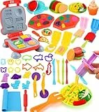 Ophy Juego de Plastilina- 48 Piezas Moldes plastilina Herramientas Plastilina para Niños Incluyen Hamburguesas, Helados, Fideos y Pizza Plastilina para Niños Accesorios de Arcilla de Modelado Regalos