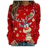 GXYANiaoy Sudadera NavideñaJersey Navideño Reno Sudaderas Navideñas para Mujer Sudaderas De Cuello Redondo Camisetas De Gran Tamaño