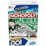 Hasbro Gaming Monopoly Grab and Go, Juegos de Mesa Portatiles, 2 a 4 Jugadores, a Partir de 8 Años, Habilidad y Estrategia, Regalo de Cumpleaños