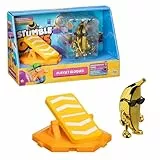 Bizak Stumble Guys Playset con Figura Articulada de 7,5 cm, Recrea Escenas del Videojuego, Mr. Banana con Trampolín, Niños y Niñas +8 Años, (64119201)