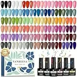 VANREESA Esmaltes Semipermanentes para Uñas, 45 Colores Pintauñas Semipermanentes con Base Top Coat Brillante Mate Purpurina, Set Manicura para Principiantes, Regalos para Mujeres