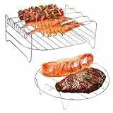 2 Piezas Rejilla para Air Fryer, Air Fryer Rack con 4 Brochetas, Rejilla para Freidora de Aire de Acero Inoxidable, Accesorios Freidora Sin Aceite, para Todas las Freidoras de Aire de Más de 3,5 L