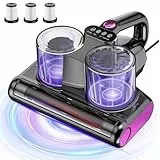 JPHYLL Aspirador de ácaros para Colchones Potencia de Succión de 16 Kpa Aspirador de Cama con Luz UV-C de 253,7 NM con 3 Filtros HEPA Tecnologías de Rodillo de Cepillo Térmico Ultrasónico