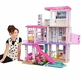 Barbie Casa de Muñecas Dreamhouse - con Piscina, Tobogán y Ascensor - Luces y Sonido - 75+ Piezas - 104 x 109 cm - Regalo para Niños de 3-7 Años, GRG93