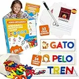 Juegos Infantiles Educativos Montessori Niños 3 4 5 6 Años. Juguetes Niños 3 Años Regalo Juego Educativo 4 Años Para Aprender A Leer Y Escribir, Alfabeto Montessori Tarjetas Y Letras De Madera.