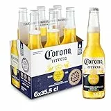 Corona Cerveza Extra, Pack de 6 Botellas x 35,5 cl, Cerveza Ligera y Refrescante, 4,5% Volumen de Alcohol