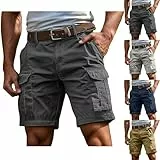 Pantalones Cortos Hombre Verano Casual Moda Trabajo Pantalón con Bolsillos Laterales Original Color sólido Vintage Bermuda Shorts Pantalones Deporte Jogging Fitness