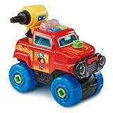VTech-Baby Vehículo Monster Truck Repara y construye, Coche Interactivo Desmontable, Juguete niños +2 años, Herramientas y Piezas para Reparar, Cambia Las Ruedas, Capo, Parachoques, Versión ESP