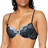 Iris & Lilly Sujetador de Cobertura Baja en Encaje Mujer, Negro Tejano Claro, 90B