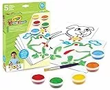 CRAYOLA Mini Kids - Juego de Témperas Lavables Anti Goteo, 5 Botes, Pincel y 20 Hojas en Blanco, Edad 36 Meses +, 81-1483