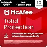 McAfee Total Protection para 10 dispositivos 2025, 15 meses | Antivirus, VPN, software de seguridad, gestor de contraseñas | Suscripción con renovación automática | Descargar