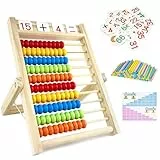 Diompirux Abacus Juguete de Aprendizaje con 100 Multicolor Bolas de Cuentas/Palos de Conteo, para Niños Primaria Ayuda Aritmética, Juguetes de Desarrollo, para Niños a Partir de 3 años