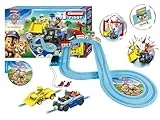 Carrera First Paw Patrol - En la pista de carreras de coches de doble ranura - Incluye 2 coches: Chase y Rubble - Juego de carreras para principiantes a pilas para niños a partir de 3 años