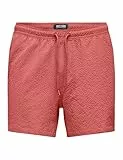 ONLY & SONS Onsted Life Solid Seersucker Swim Noos Bañador Corto, Dusty Cedar, XL Hombres