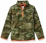 Amazon Essentials Chaqueta con Cremallera de un Cuarto de Forro Polar Niño, Verde Patrón de Camuflaje, 11-12 años