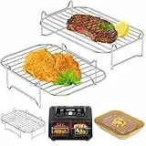 HONYAO Rejillas para Freidora de Aire – Accesorios Air Fryer Doble – 2 piezas Grelha Plato Acero Inoxidable compatible con Ninja Foodi, Cosori, Cecotec, otras Dual Airfryer