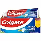 Colgate Protección Caries, Pasta de Dientes con flúor activo y calcio líquido, sabor menta - Pack 2 uds x 75ml