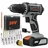 Taladro Bateria 20V, Taladro Atornillador Batería 42Nm, Taladro Atornillador con Batería 2000mAh, 2 Velocidades, 25+1 Ajuste de Par, Portabrocas de 10mm, Accesorios 25Pcs, para Bricolaje y Perforación