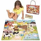 BONNYCO Puzzle Niños XXL de Animales Granja con 48 Piezas Grandes. Rompecabezas Gigante Infantil de 92 x 62 cm, Regalos para Niños y Niñas. Juguetes Educativos 2 a 8 Años