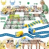JONRRYIN Juego de Tren para Niños, Circuito Tren Eléctrico Juguete, Pista de Coches para Niños con Tren e Vías, Circuito Coches Tren Juguete para Niños Regalos para Niños 3 4 5 6 7 8 Años (132)