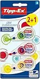 BIC Tipp-Ex Mini Pocket Mouse Cintas Correctoras, 6 m x 5 mm de Dispensador, Pack de 3